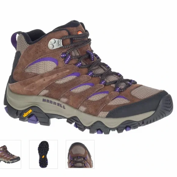 Merrell Moab 3 Mid Vent Women's Boots - Brown and Purple - Picture 2 of 5
